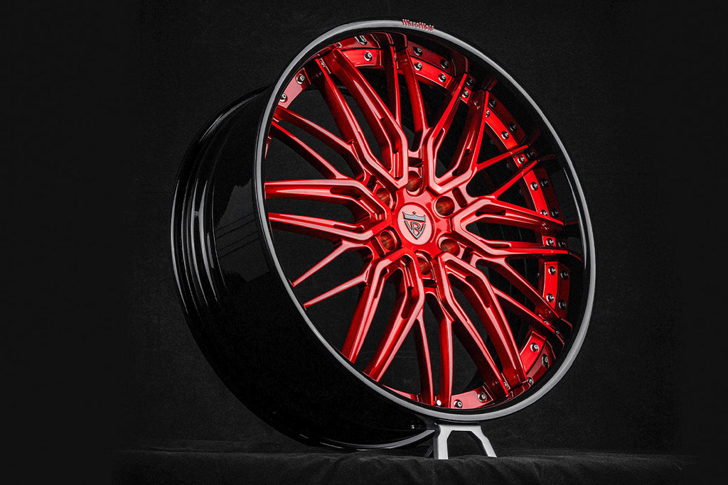 2007 Chevy Tahoe Custom Deep Dish Gloss Black & Crystal Burgundy Forged Wheels: RV-T081