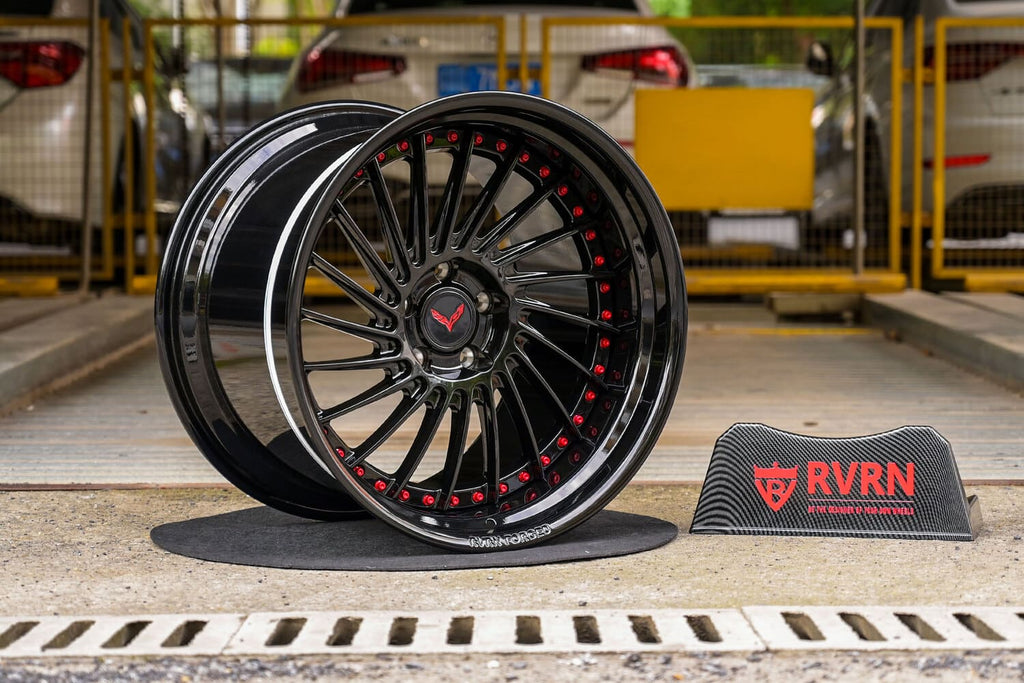 2016 Corvette C7 Base Widebody Deep Dish Gloss Black Forged Wheels: RV-DN01