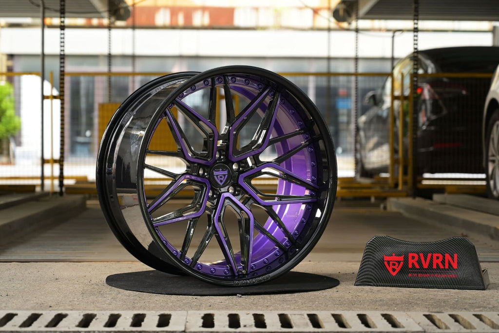 2023 Dodge Charger Widebody Custom Deep Dish Gloss Black & Purple Forged Wheels: RV-T081