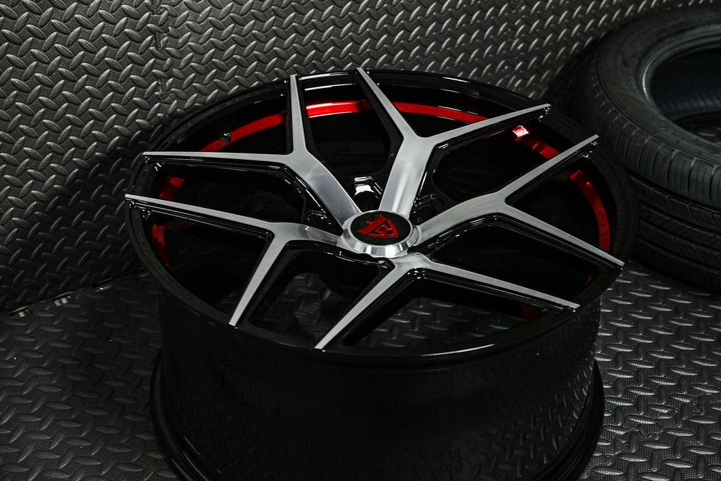2023 Tesla Model S Plaid Custom Black & Red Wheels: RV-MM181