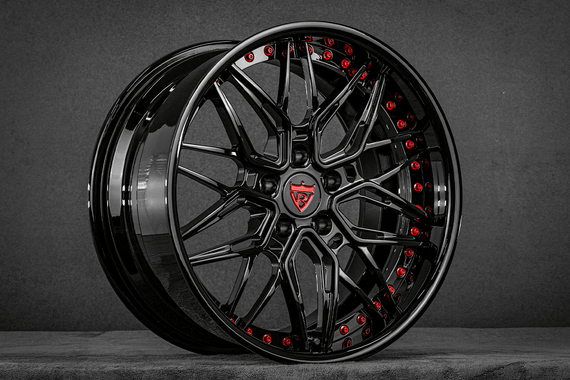 2008 BMW e92 335xi Custom Deep Dish Black Forged Wheels: RV-T081