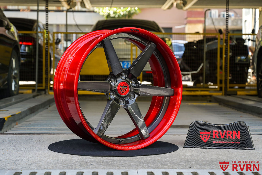 2018 Ford F150 Custom Forged Red & Black 22" Wheels: RV-DF14
