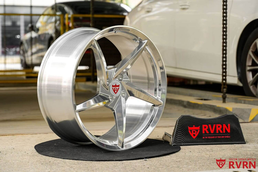 1989 FORD MUSTANG GT Custom 5 Spoke Polished Aluminum Forged Wheels: RV-MC35