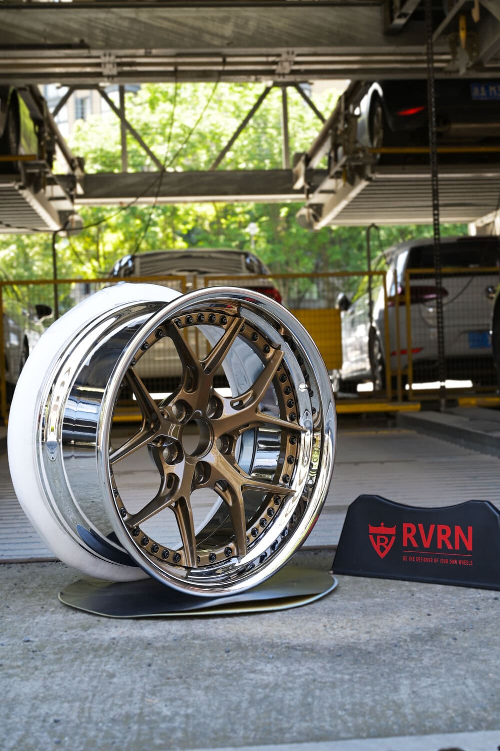Side profile showing the aggressive deep dish design of RV-DR08D wheels for 1958 Camaro.