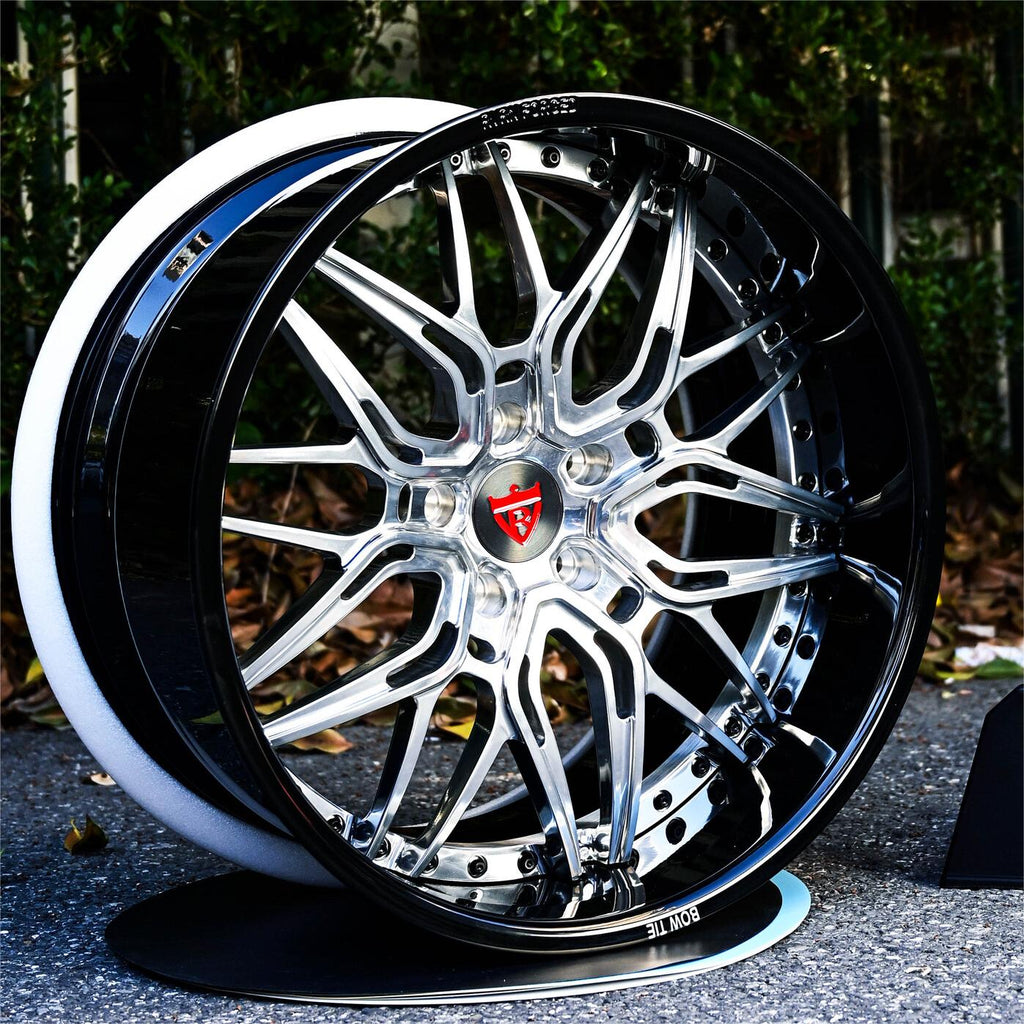 1972 Chevrolet Camaro Aftermarket Wheels-Custom Forged 2pc Deep Dish Polish and Black Rims-T081 Series
