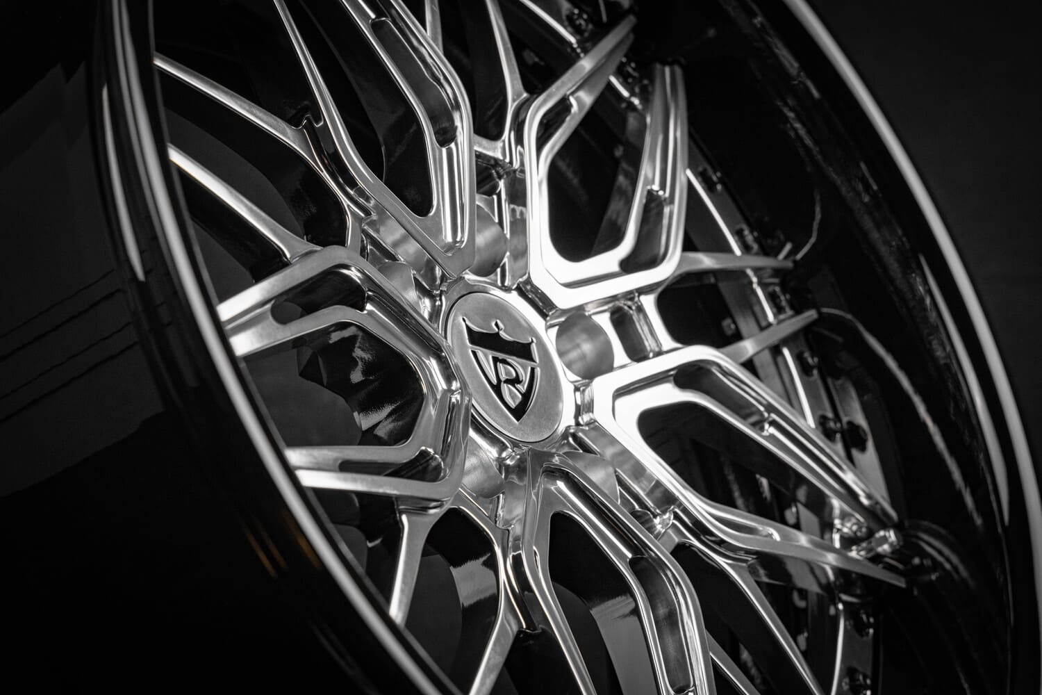 Front view of custom RV-T081 18x8 forged wheels on 1987 Chevy Monte Carlo