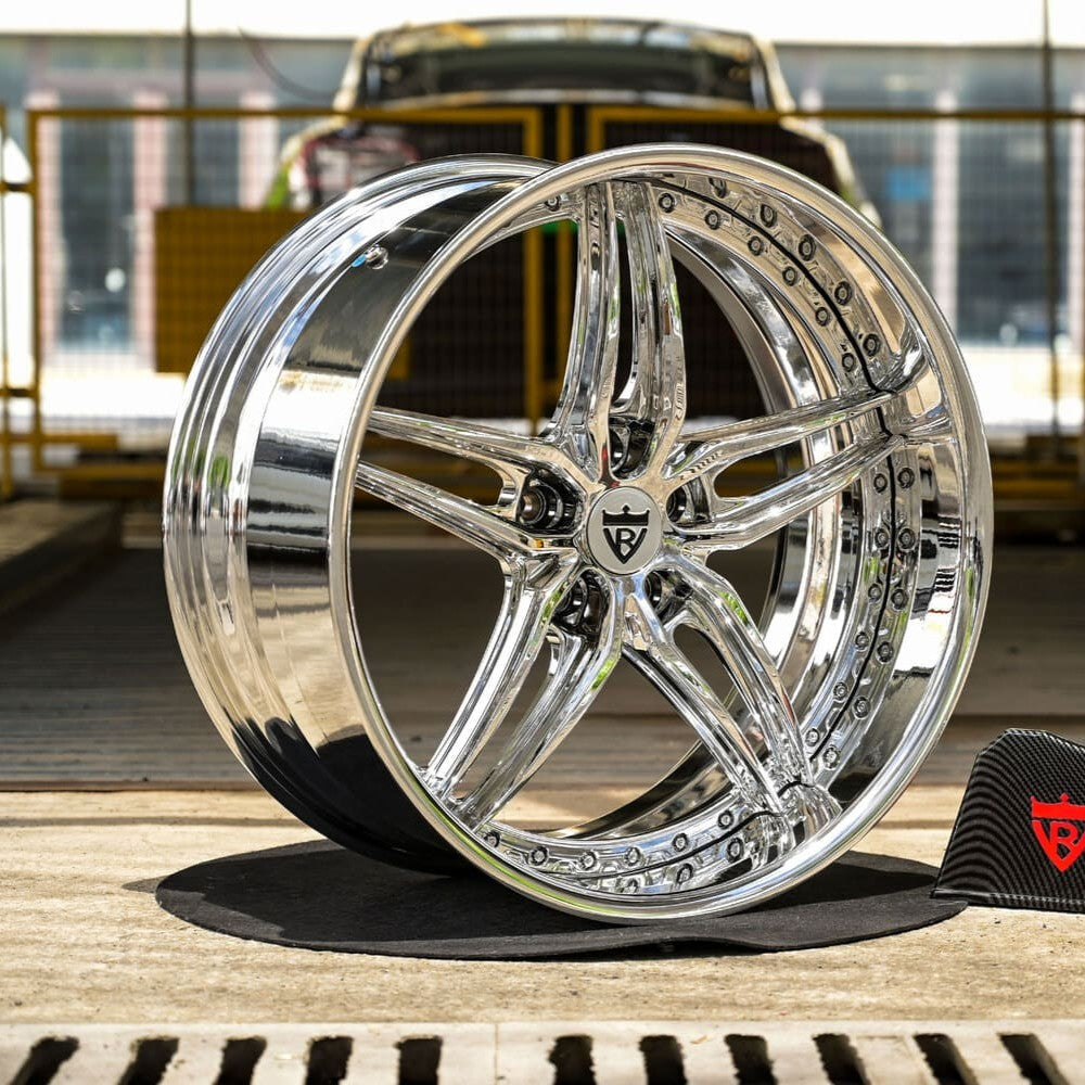 1990 Chevy Silverado custom wheels RV-DP03 chrome 5 spoke front view
