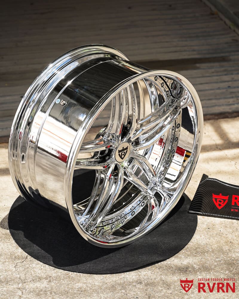 Custom 5 spoke chrome forged wheels by RVRN for Chevy Silverado