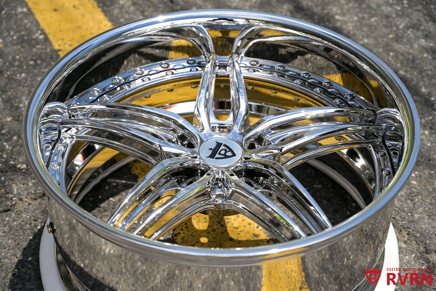 RVRN DP03 22x10.5 staggered 5 spoke chrome wheels for Silverado
