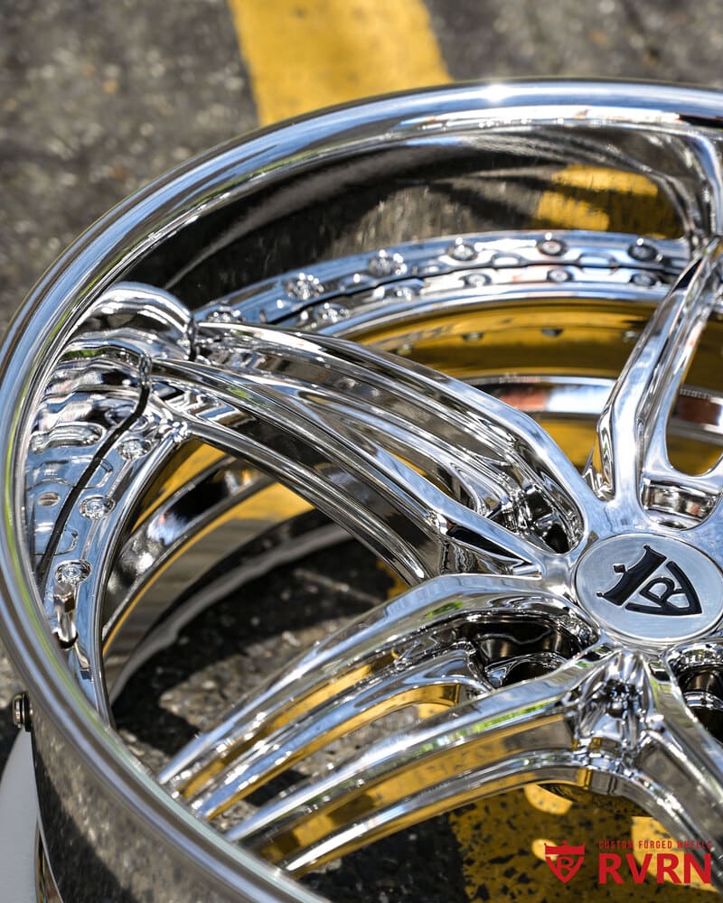 RVRN DP03 custom staggered chrome 5 spoke wheels for Silverado