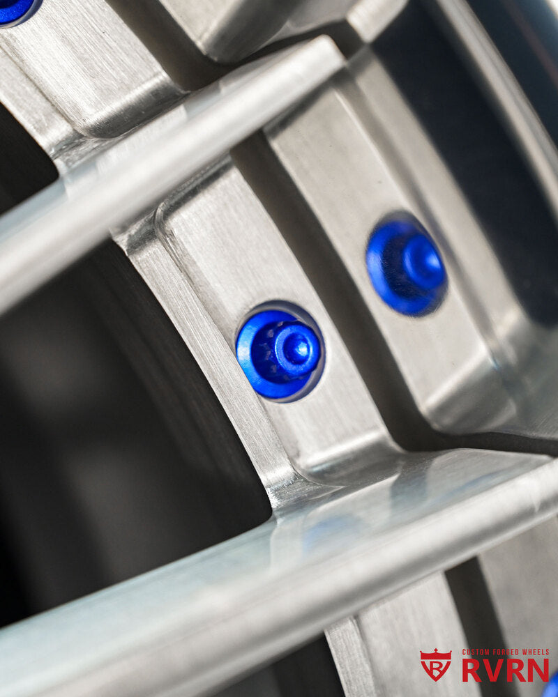 Two-piece brushed aluminum custom forged wheels for 1998 Toyota Aristo