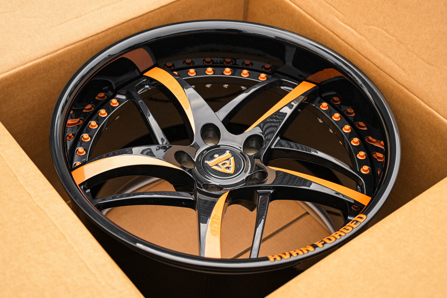 RV-DC36D custom forged wheels for Corvette C6 Z06 front angle view