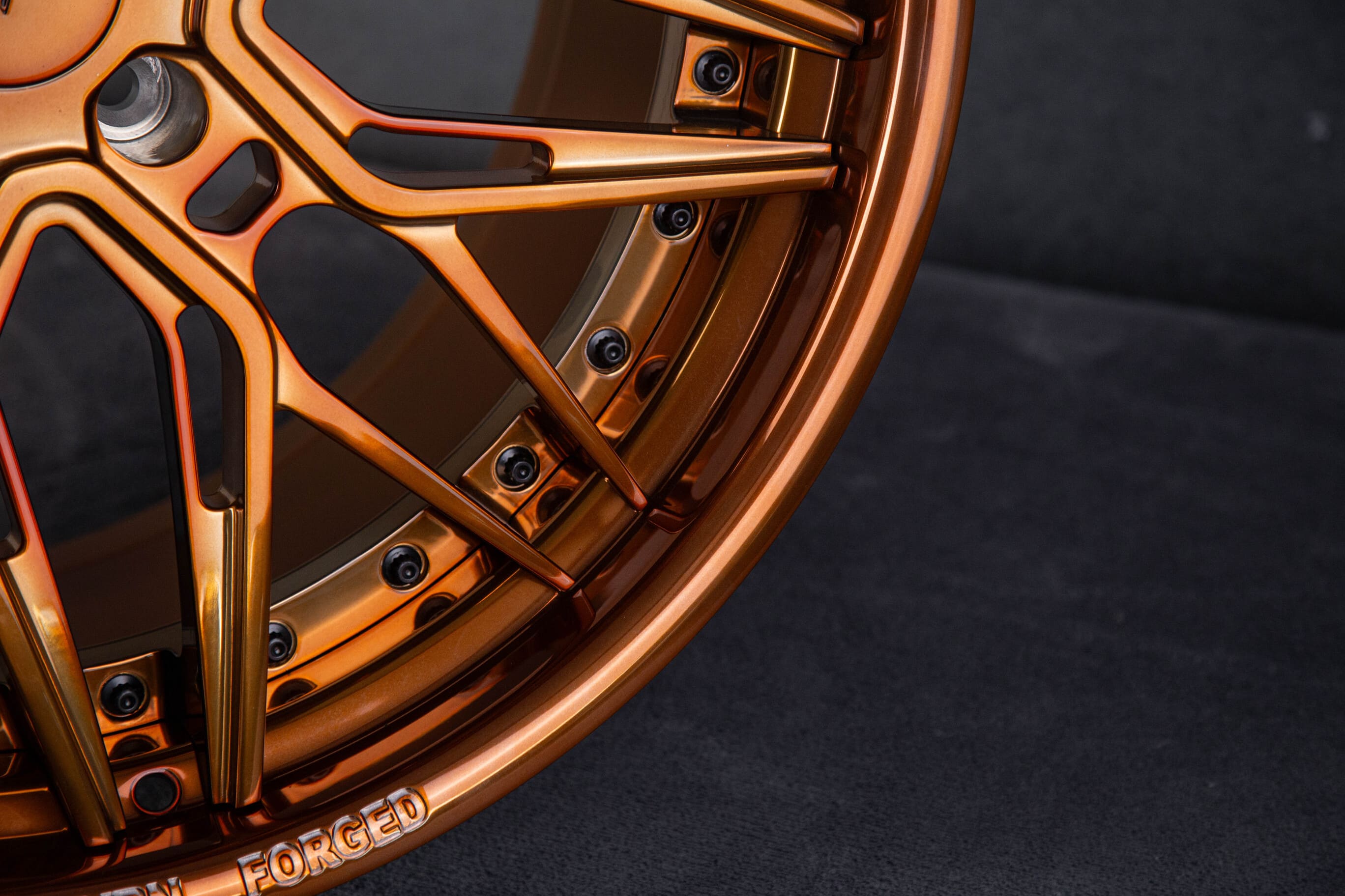 Premium RVRN forged wheels in polished bronze for Corvette C6.