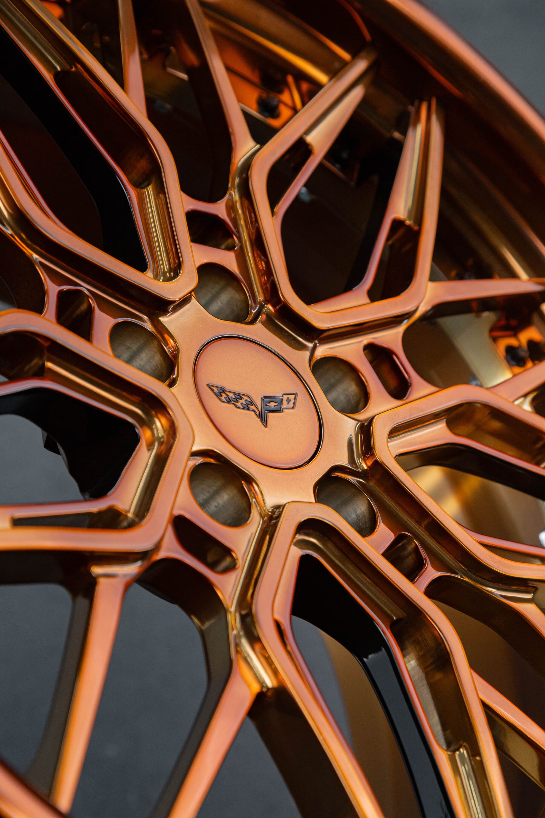 taggered deep dish polished wheels enhancing the C6 stance.