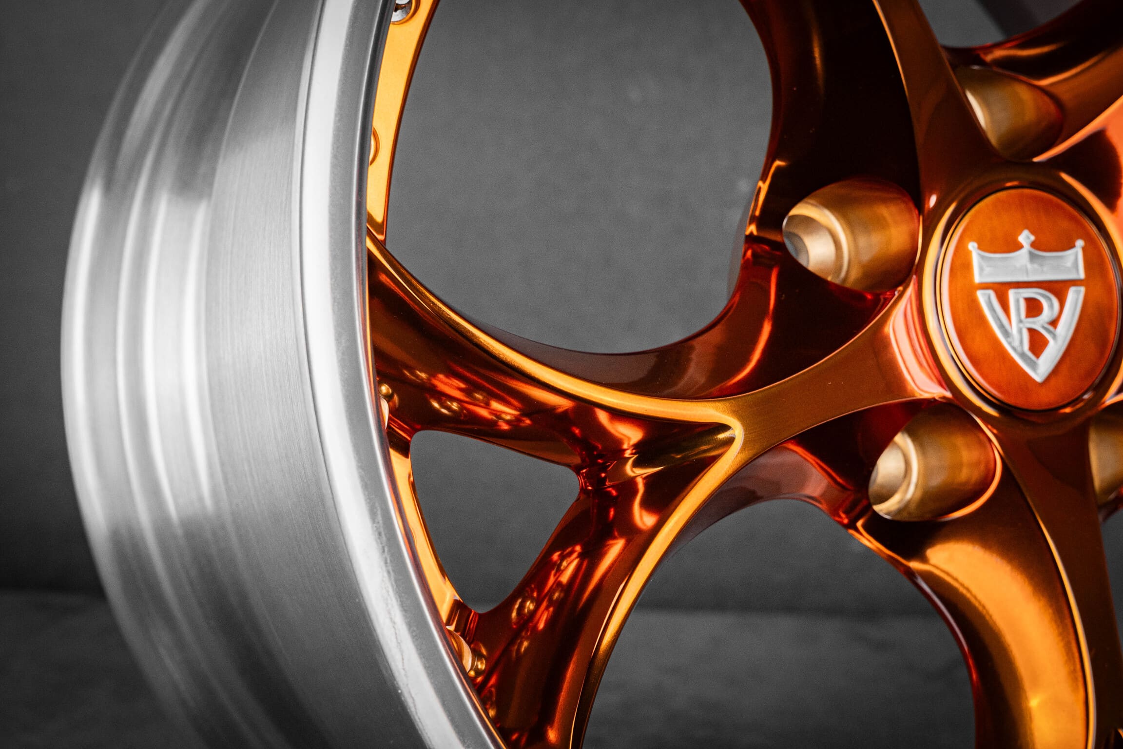 High-polished chrome outer barrel on custom forged Corvette wheels