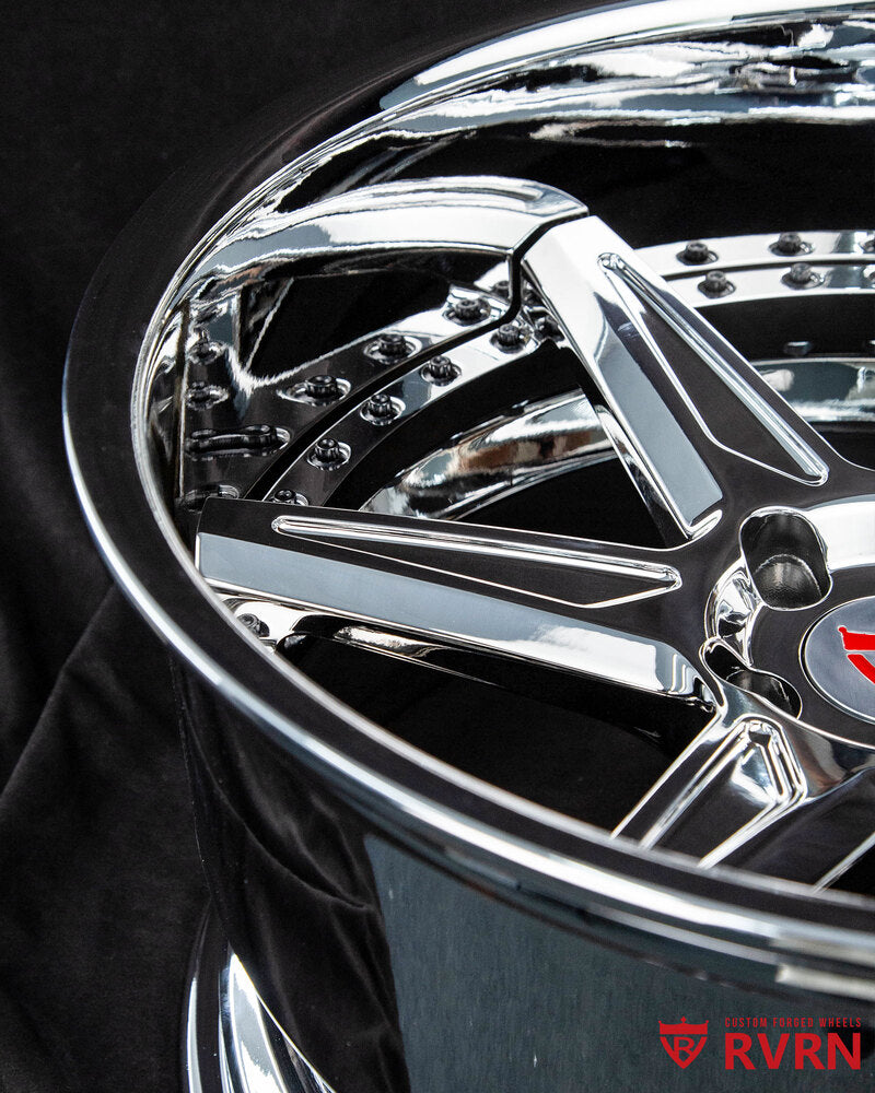 Nissan chrome wheels RV-DC19 custom 5-spoke forged design
