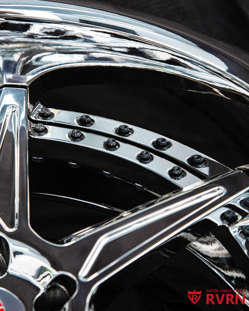 Nissan 370Z wheels RV-DC19 chrome 19x10 forged rim detail