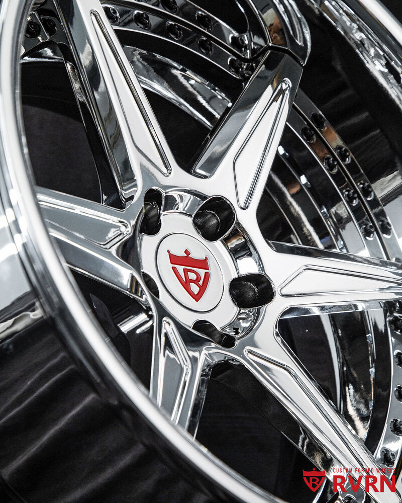 Nissan chrome wheels RV-DC19 forged deep dish rear view