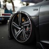 Close-up of deep concave forged wheels on 2011 Audi R8 by RVRN
