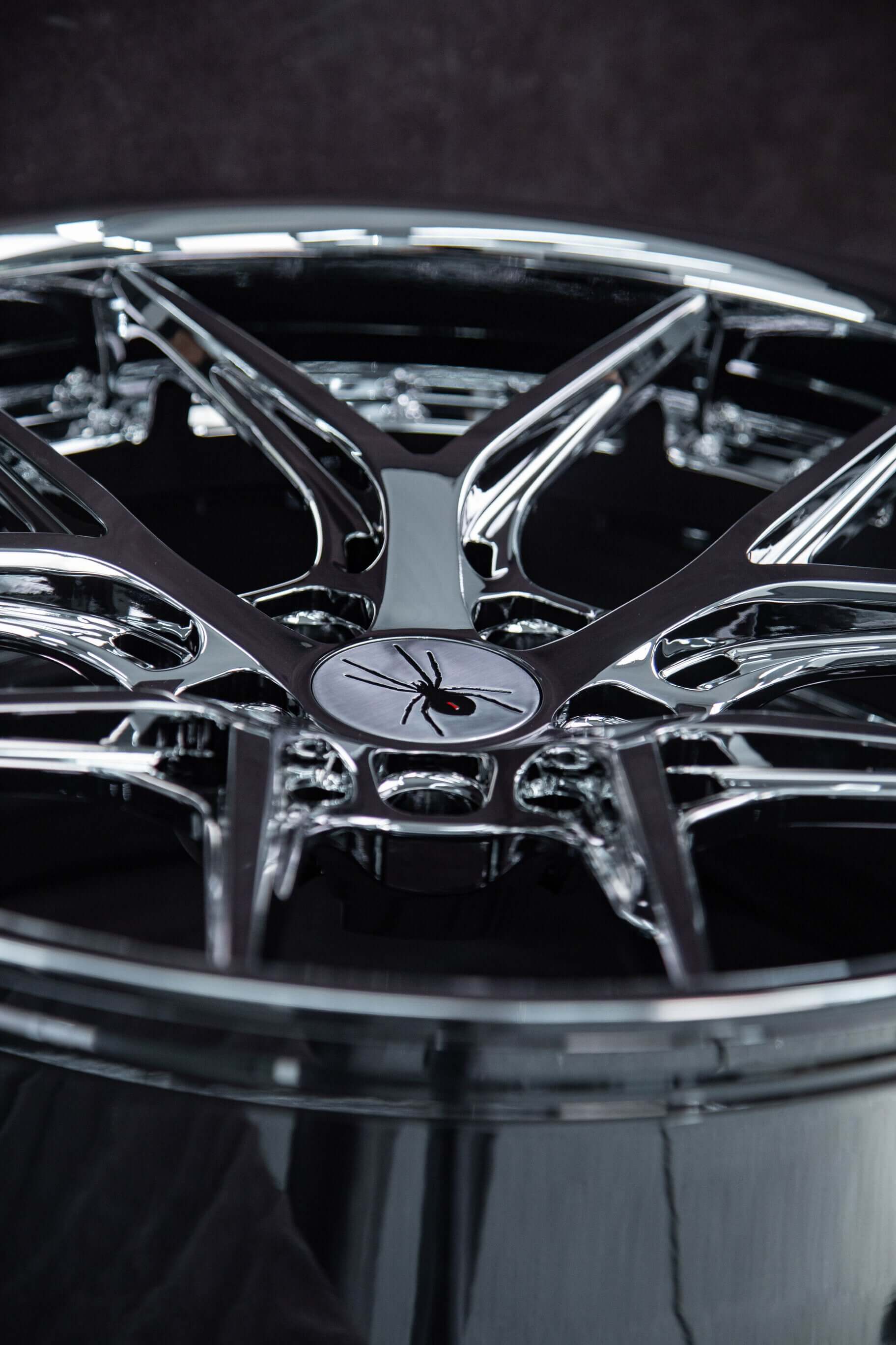 Detailed view of RV-DR08D chrome spokes, 2012 Camaro SS upgrade