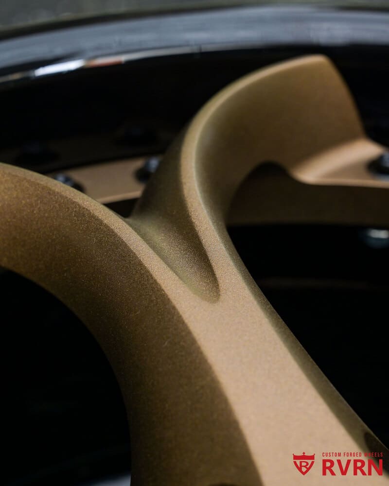 Detail shot of RV-DS016 wheels – bronze and black color scheme