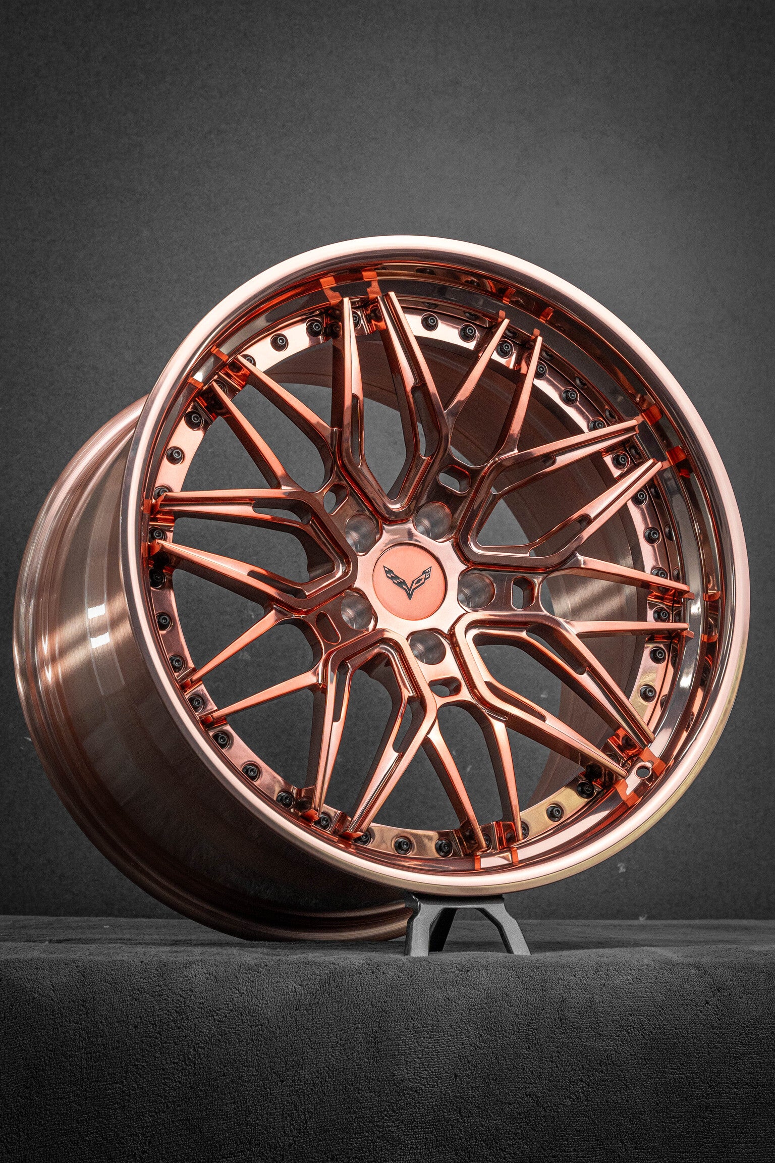 Side profile of 2014 Corvette C7 with custom 20x10/21x13 wheels