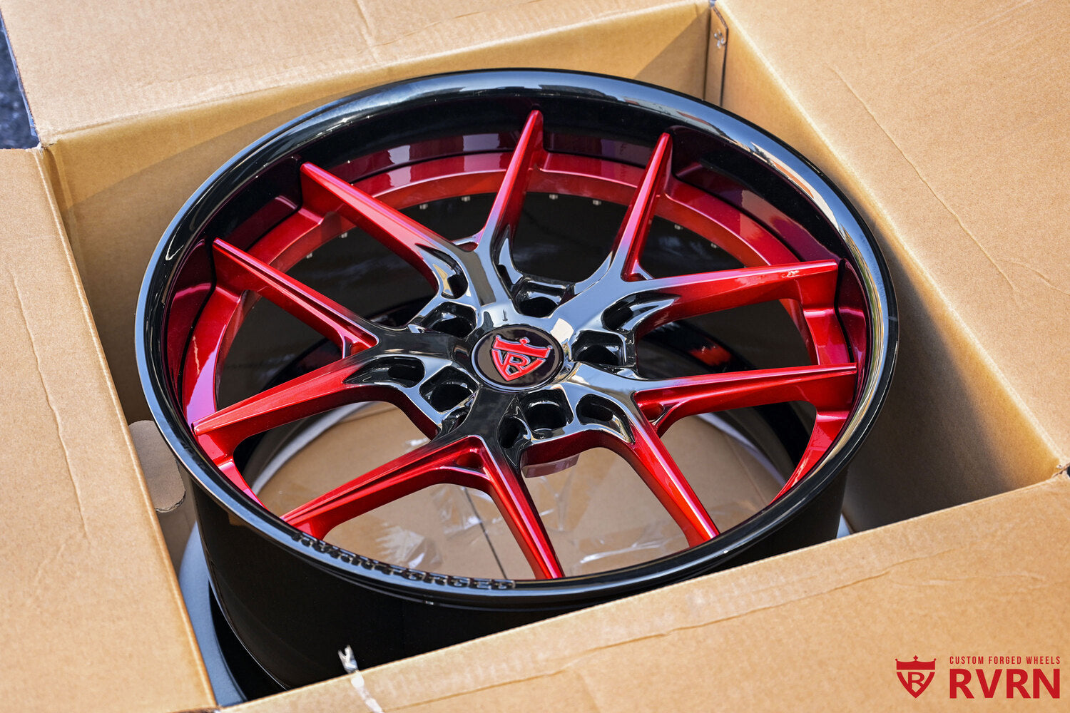 Two-piece forged C7 Z06 wheels RV-DR08 angled shot