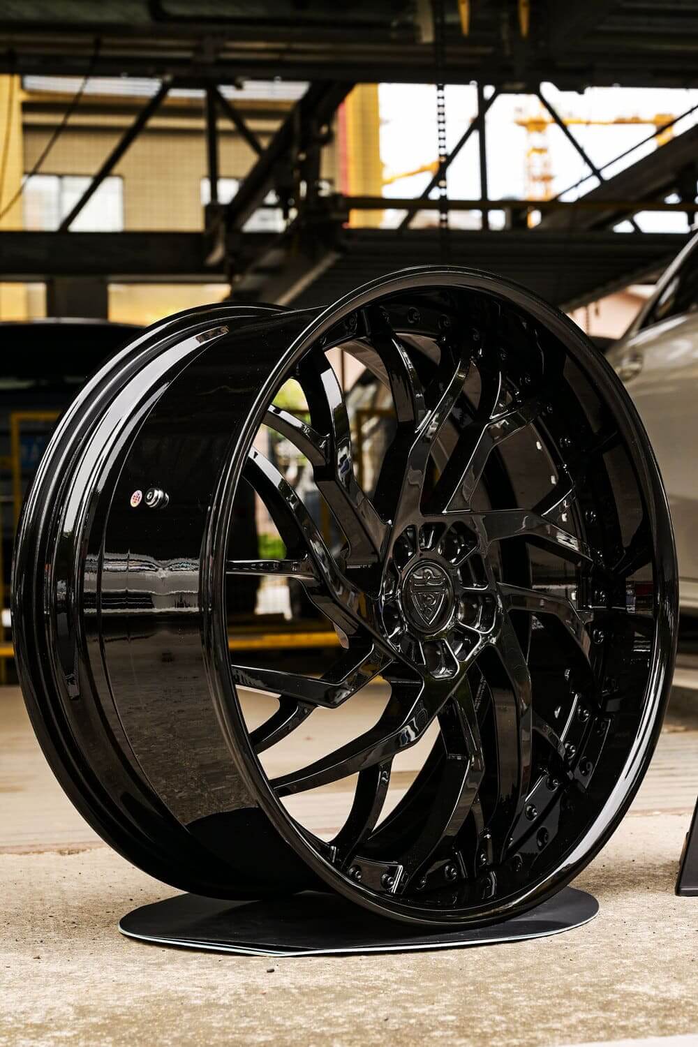 Intricate spoke design of custom AMG S63 wheels