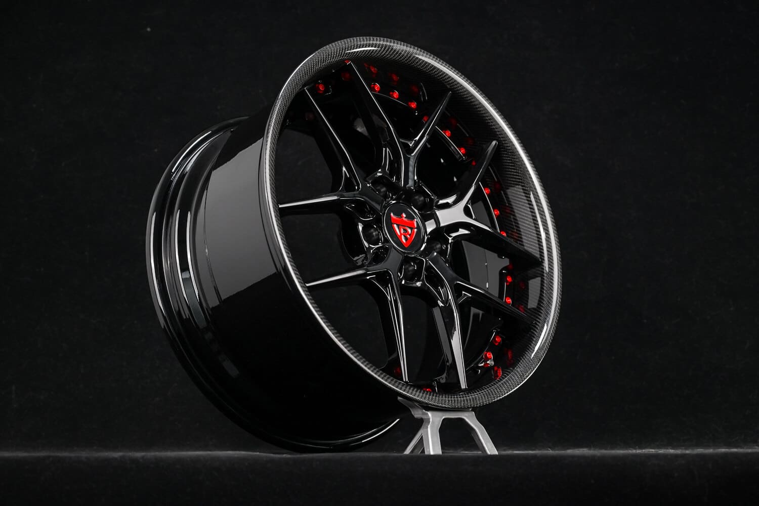 Subaru WRX equipped with RV-DR08 wheels in motion