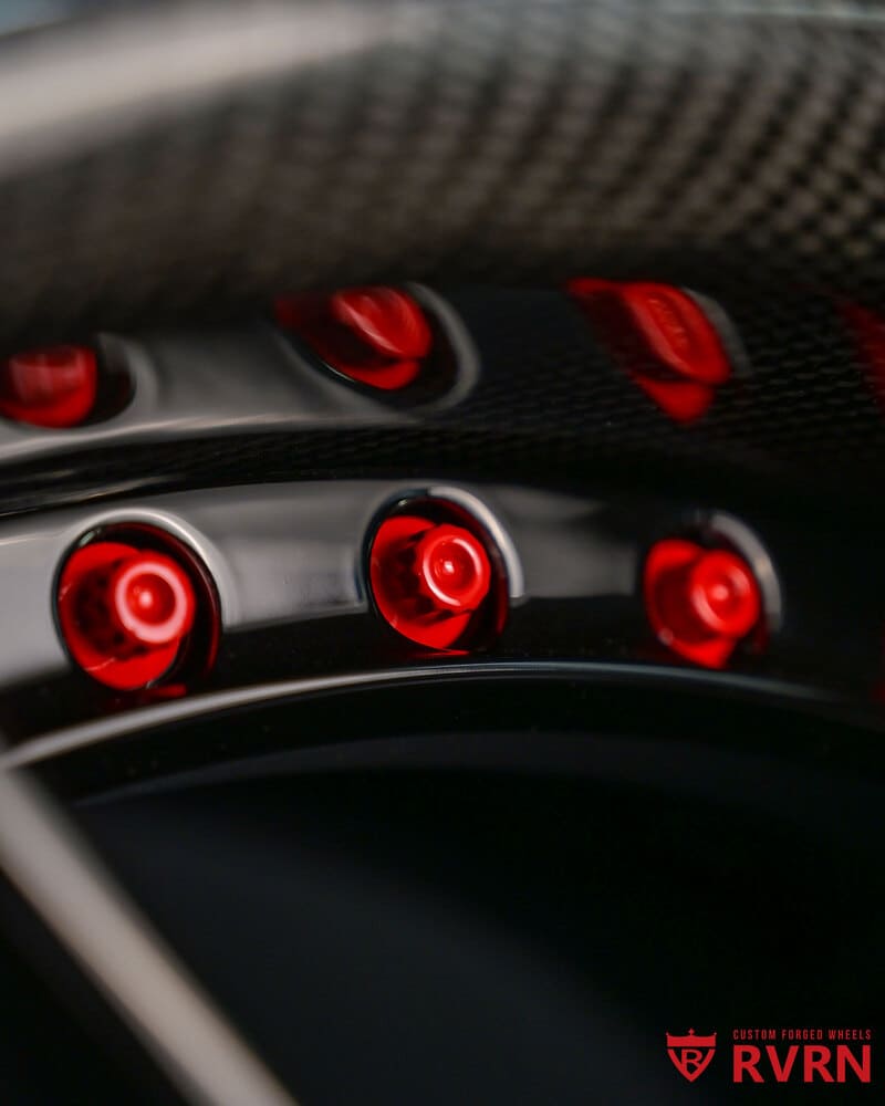 Close-up of bolt pattern designed for Subaru WRX