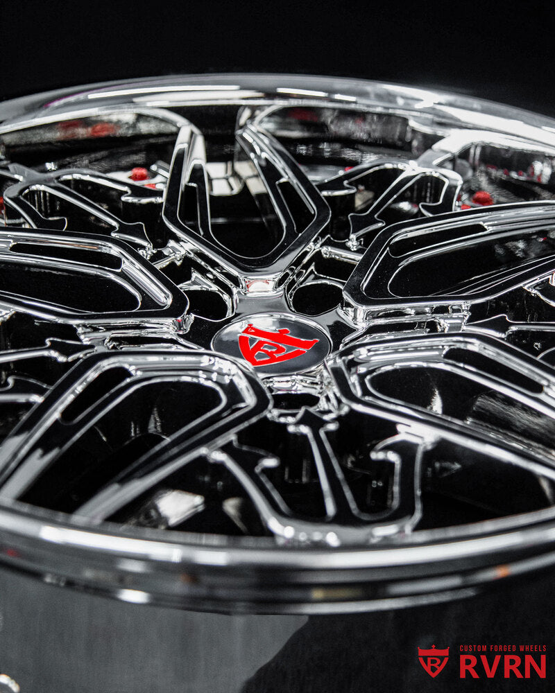 Custom Corvette C7 wheels RM-01 chrome spoke detail