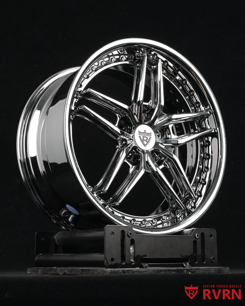 Side profile of the 5 spoke RV-DP03 chrome forged wheels