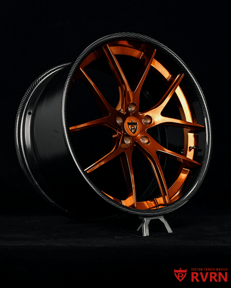 Deep concave forged bronze wheel with carbon fiber lip – RV-DC24 close-up