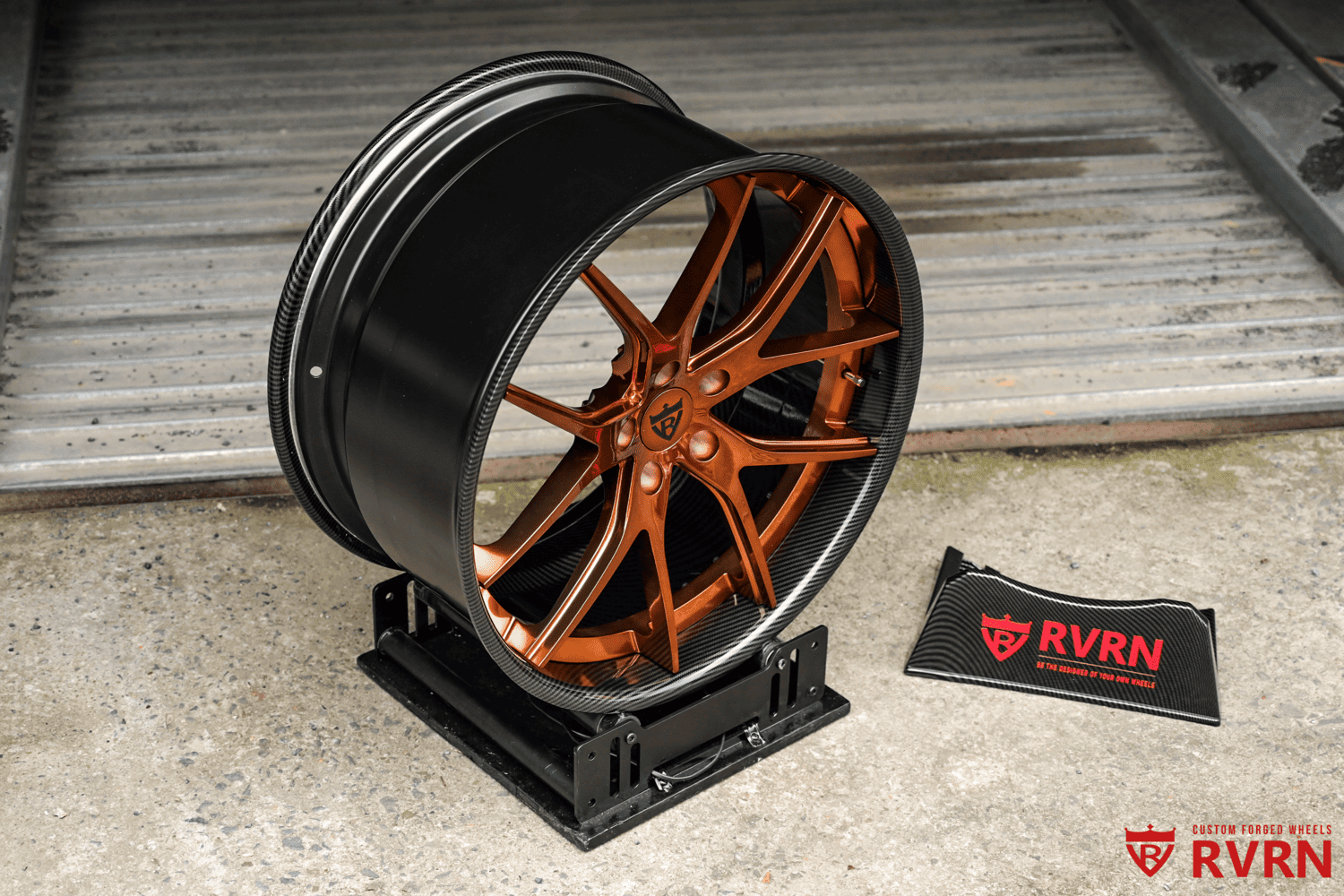 RV-DC24 polished bronze forged wheel with carbon fiber lip for Corvette C7 Z06