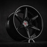 Custom forged 2-piece wheel RV-DC19, available in 17"-26" sizes, machined from aerospace-grade forged 6061-T6 aluminum alloy, black finish
