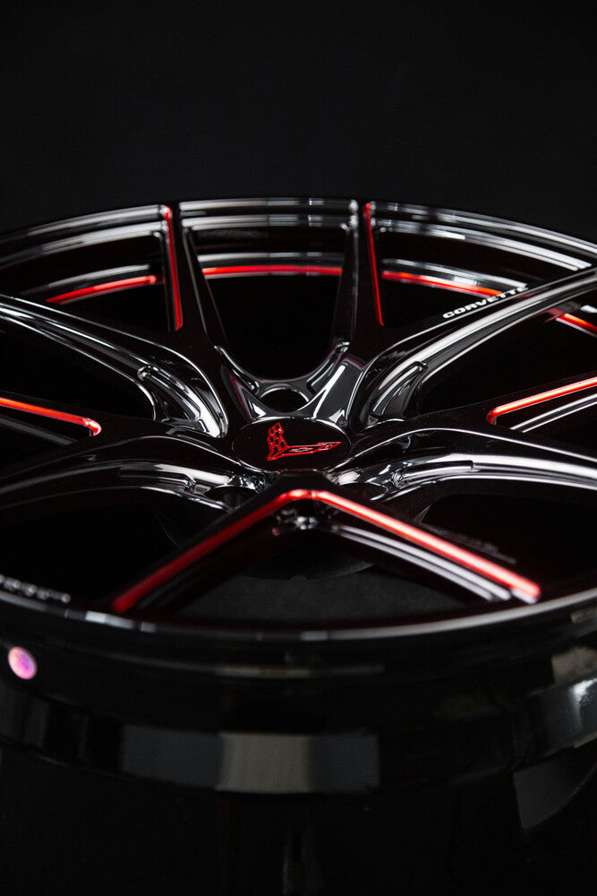 Corvette red and black rims RV-MC61 forged one-piece design