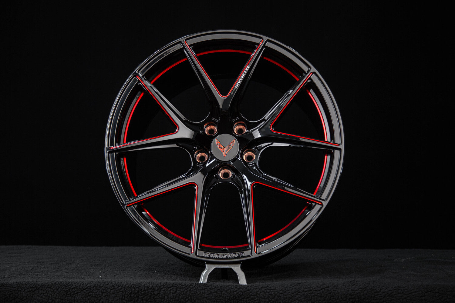 2022 Corvette C8 Z51 RV-MC61 forged wheels black and red rims