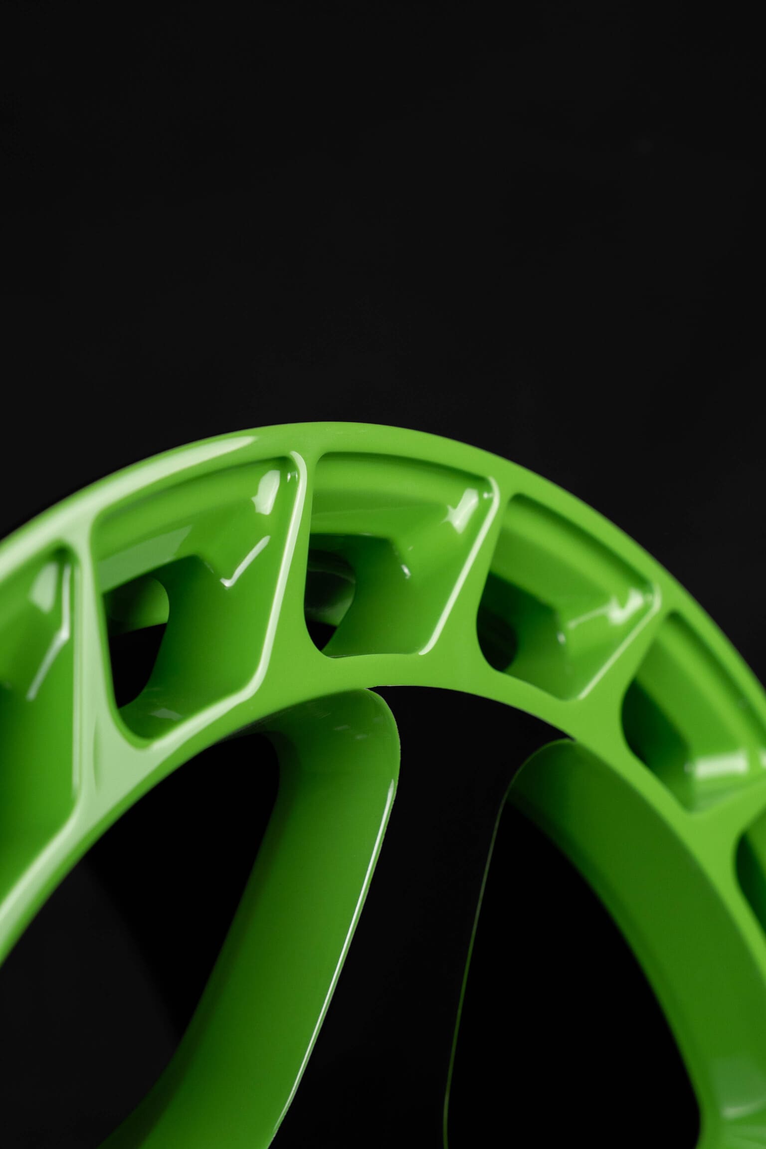 18x10 neon green forged wheels installed on Camaro 2021 front view