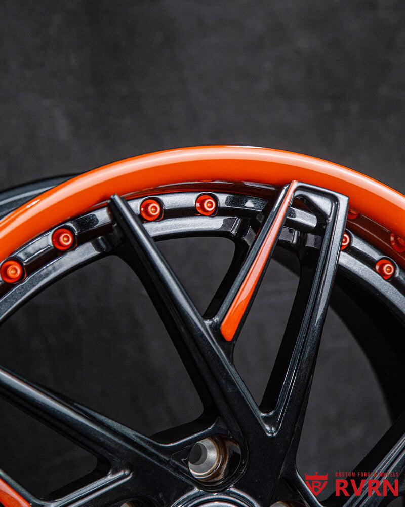 Amplify Orange spoke detail on Corvette C8 custom wheels