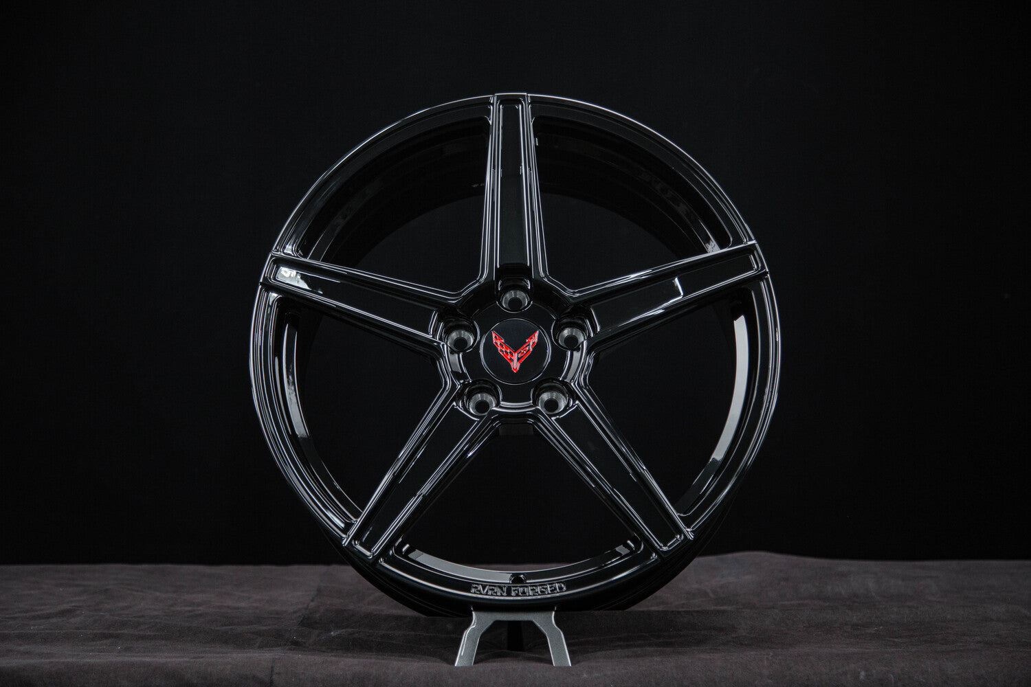 Corvette C8 custom forged 5 spoke wheels detail shot