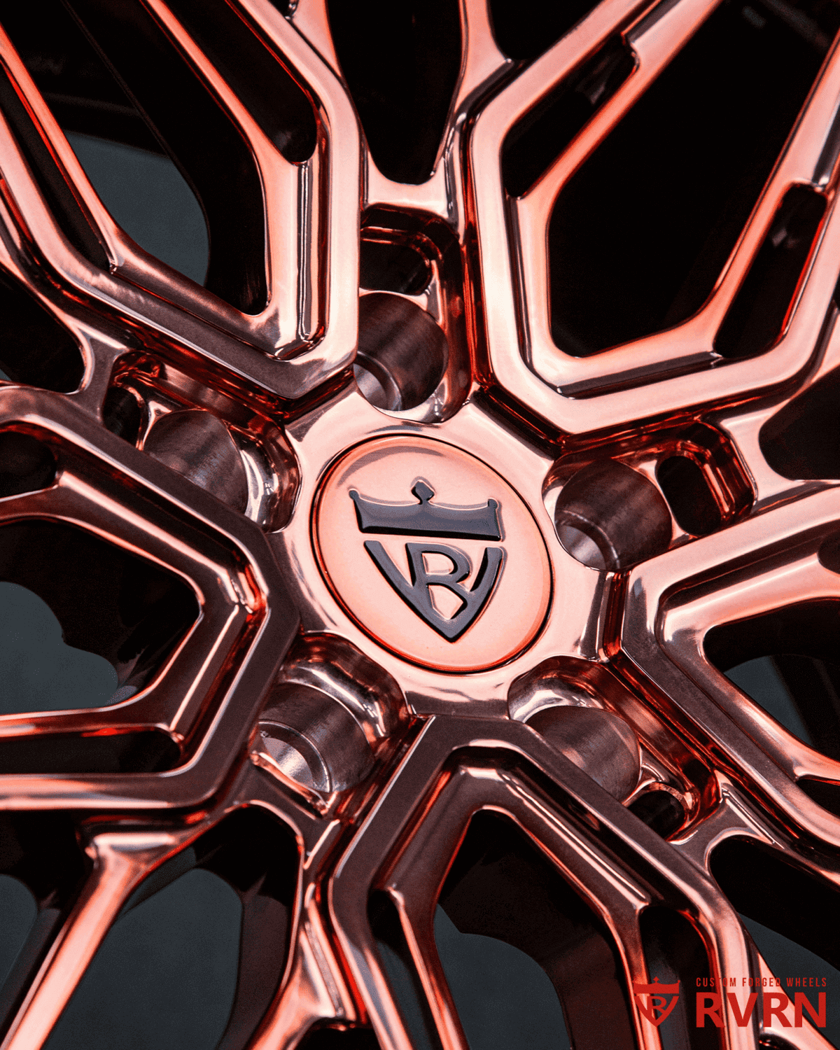 Custom Forged RVRN RV-T081 Wheels on Aston Martin DBX with Polished Rose Gold Spokes