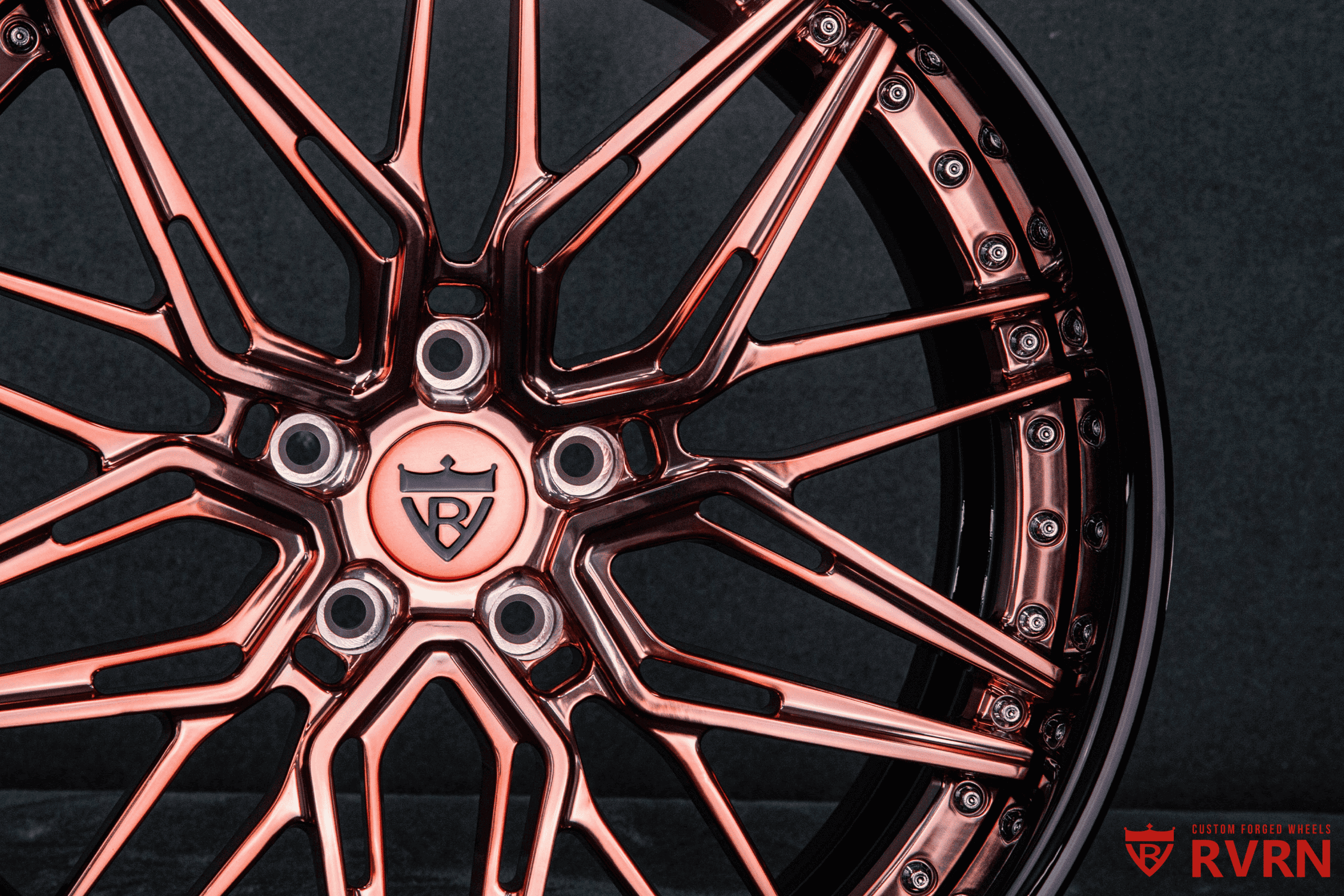 Custom Forged RVRN RV-T081 Wheels custom built for Aston Martin DBX with Polished Rose Gold Spokes