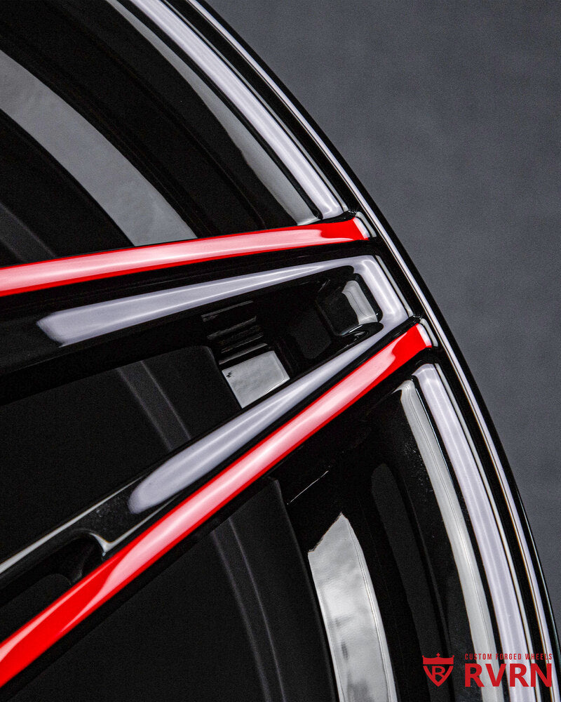 20 inch red-accented forged wheels for 2023 Camaro ZL1 by RVRN