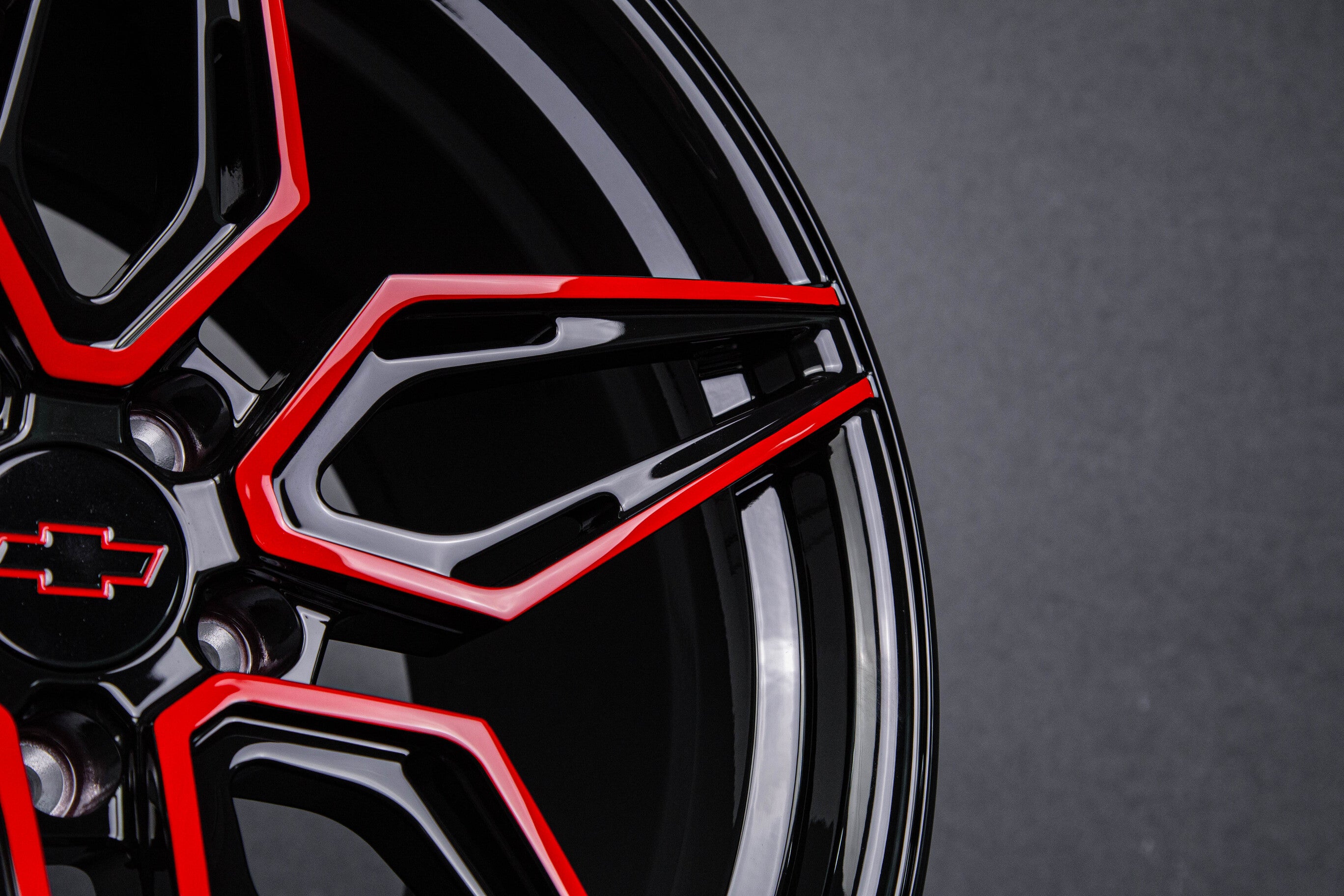Rear perspective showing 20x12 RV-MC07 forged wheels on Camaro ZL1