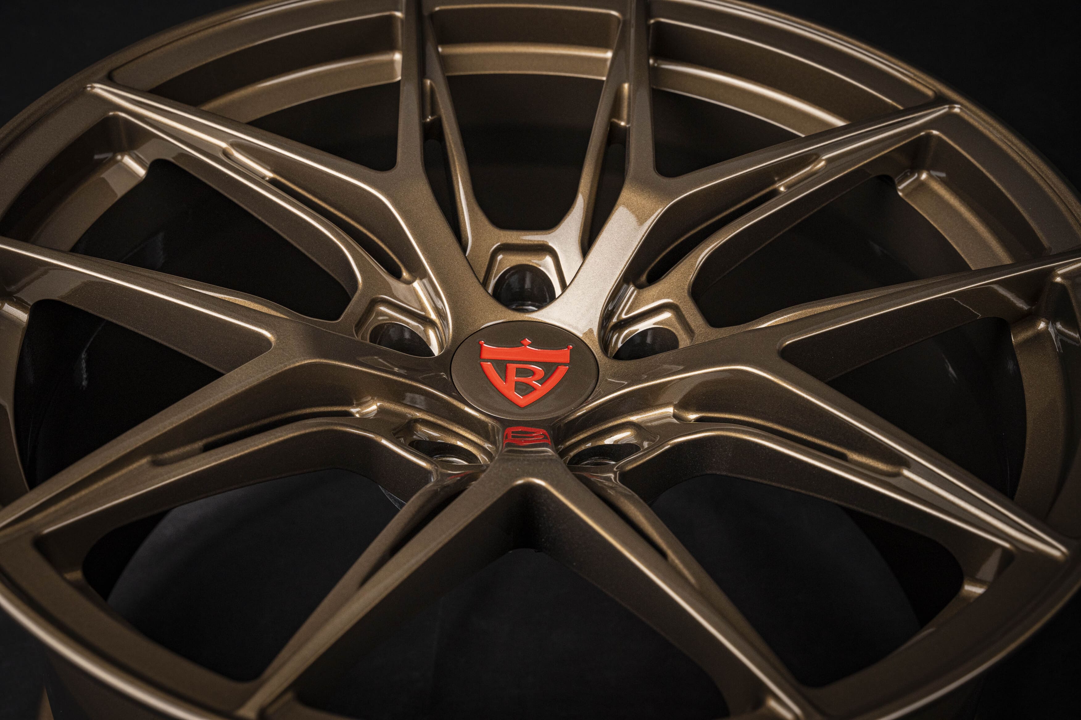 Shiny bronze forged wheels on Camaro 2SS side view – RVRN custom design