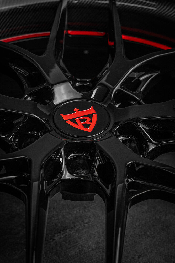 Close-up of forged spoke structure for Shelby Super Snake wheels