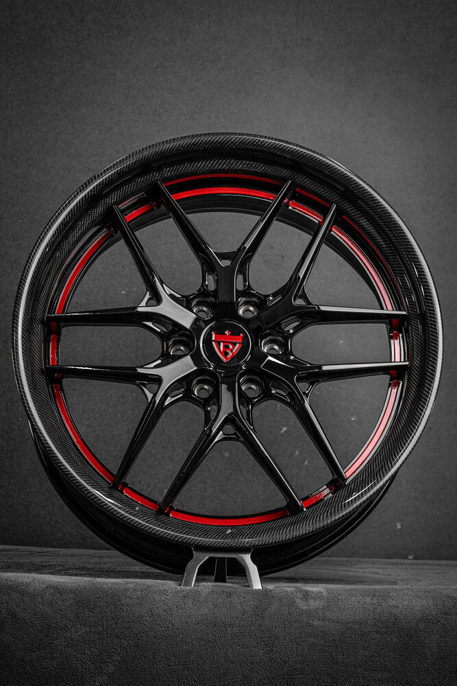 Close-up detail of forged spokes on Shelby Super Snake RV-DR08D wheel