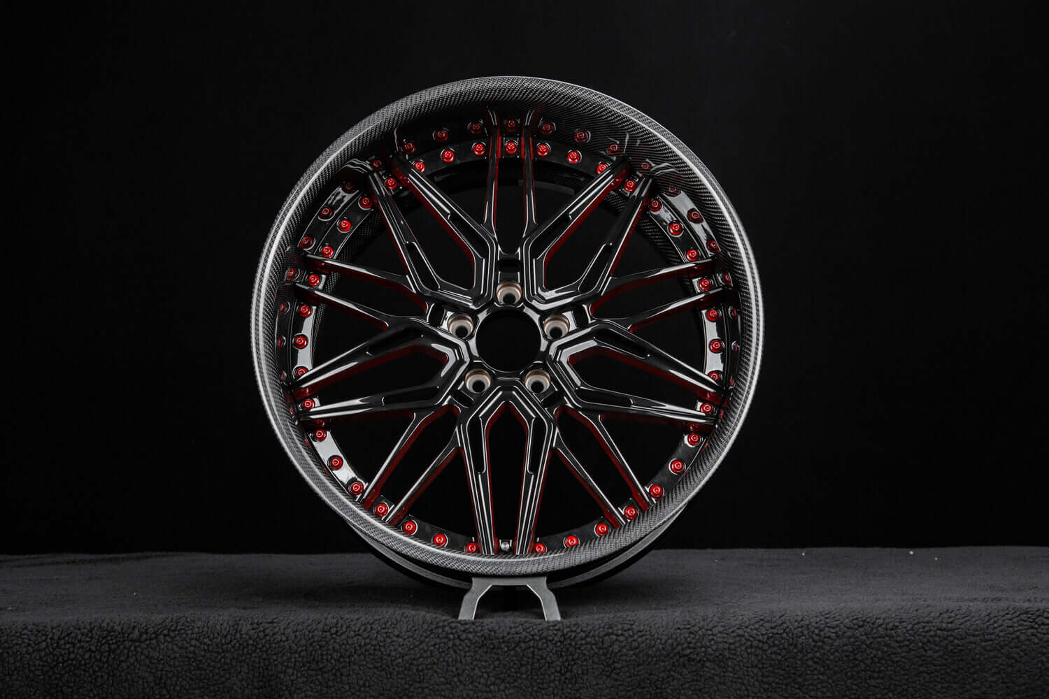 Gloss black forged front wheel 18x8 on Campagna T-Rex RV-T081