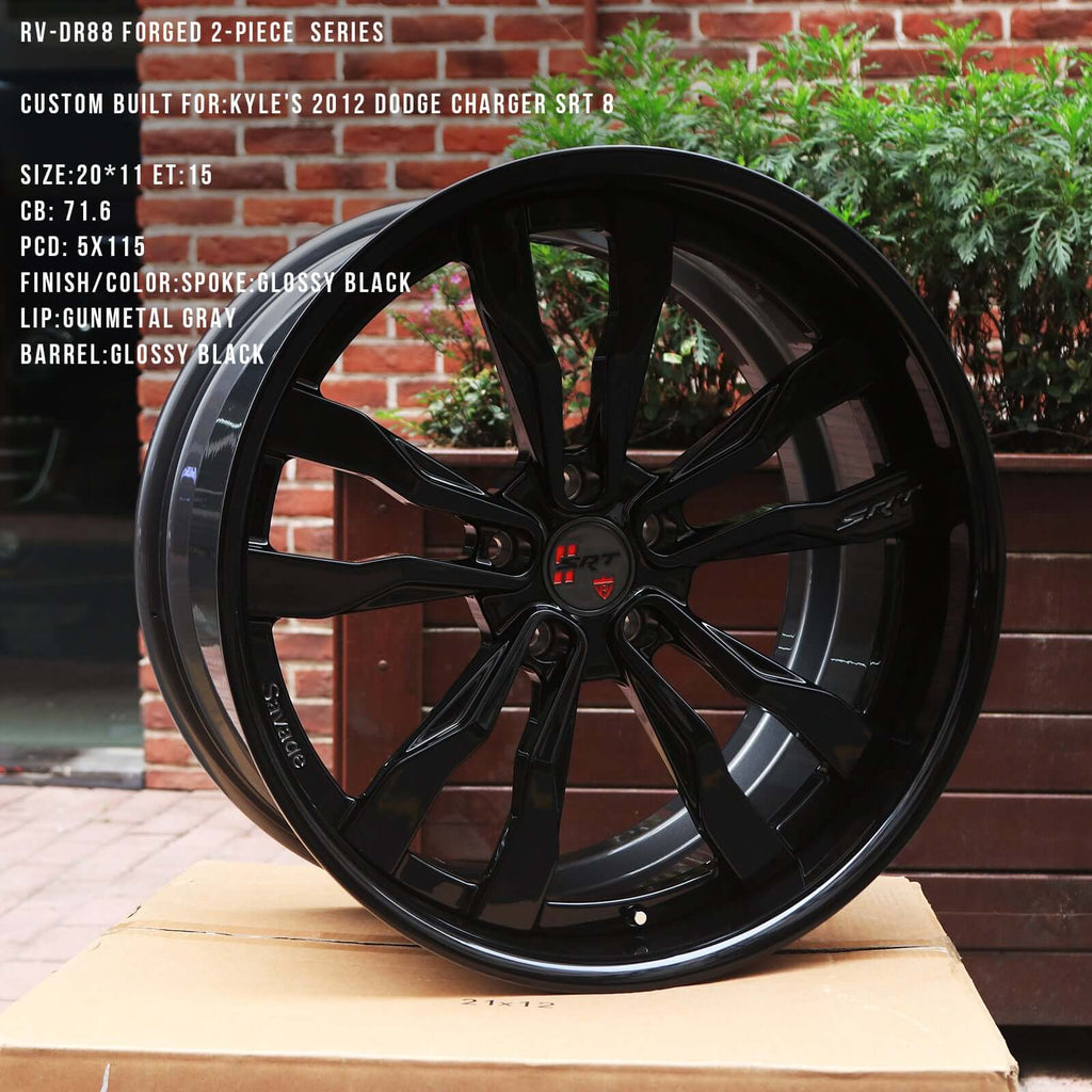 2012 Dodge Charger SRT 8 Custom Aftermarket Deep Dish Wheels-Black Rims