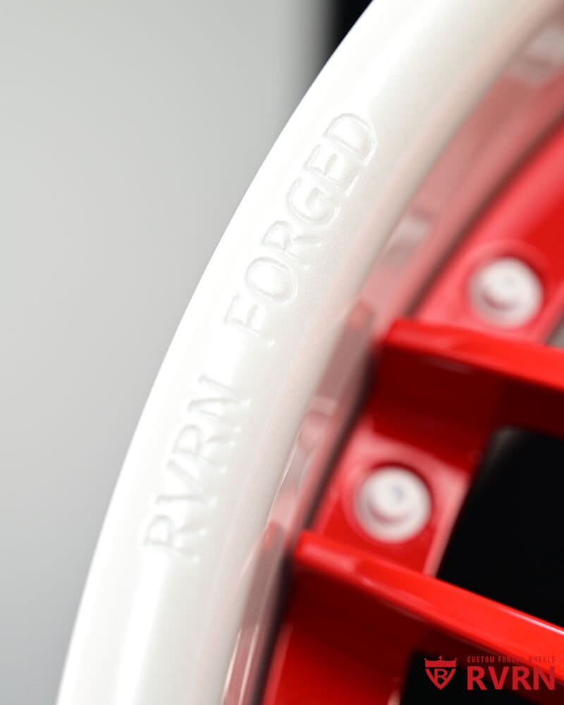 21x12 rear RV-T081 red and white forged wheel for Corvette C8